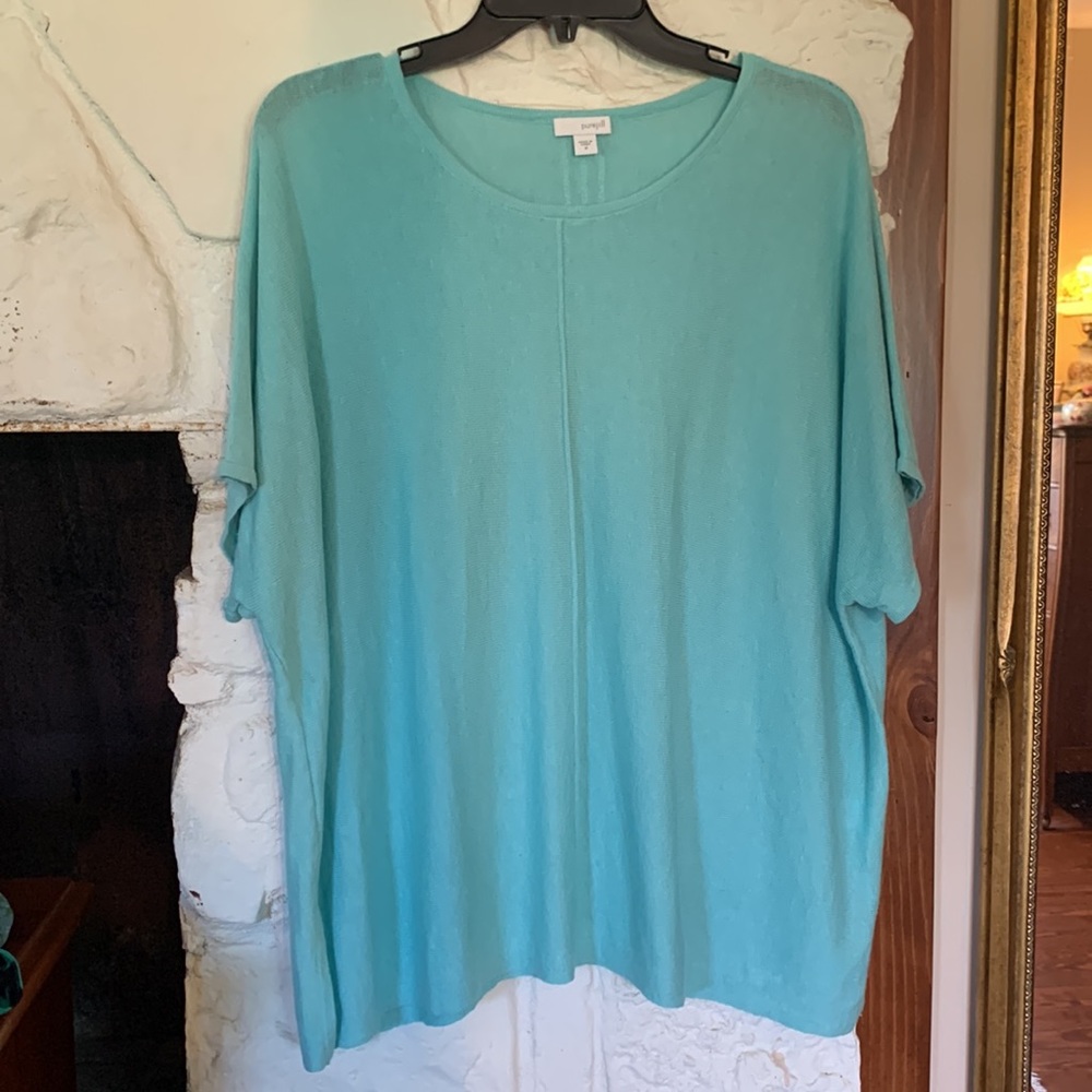 Pure Jill Boxy lightweight linen/cotton/modal/rayon blend cool knit top M